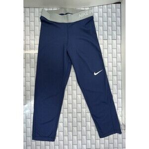 Nike Pro Cropped Leggings Womens XS Bundle Blue/Black Nylon Stretch Running Gym
